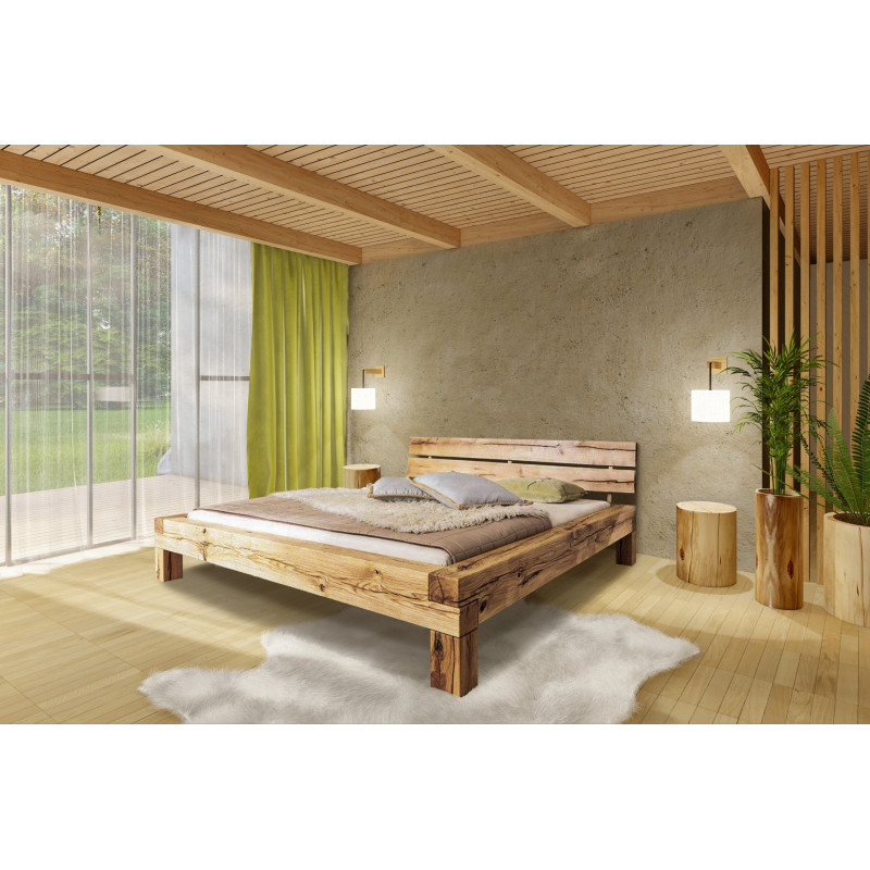 Luxusná rustikálna posteľ JANIS zo smrekového dreva | postelerosty.sk