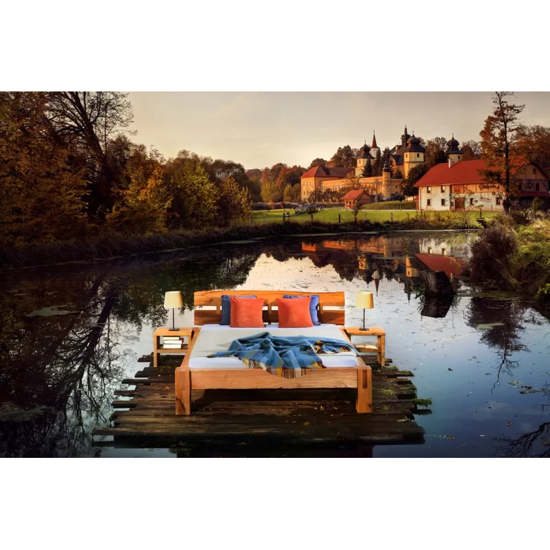 Masívna posteľ BELLA z brestového dreva do modernej spálne | postelerosty.sk