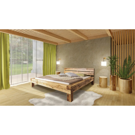 Luxusná rustikálna posteľ JANIS zo smrekového dreva | postelerosty.sk