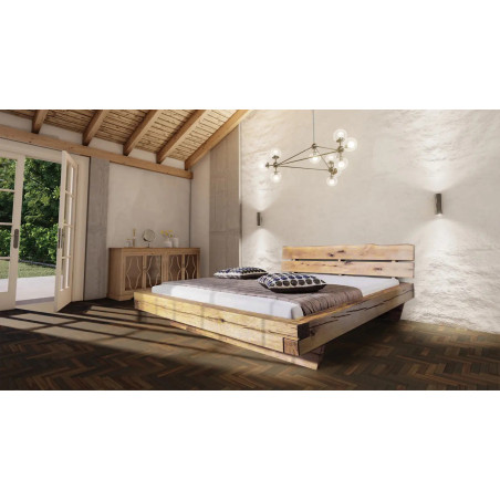 Moderná posteľ ELISA s rustikálnym nádychom zo smrekového dreva | postelerosty.sk